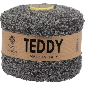 Příze Borgo de Pazzi Teddy 24 Černobílý melír (Špagátová žinylková příze Teddy černobílý melír)