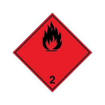 NEBEZPEČÍ POŽÁRU - HOŘLAVÉ PLYNY Č.2 ČERNÝ SYMBOL, plast 2 mm, 100x100 mm