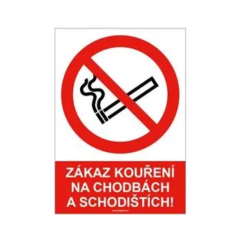 ZÁKAZ KOUŘENÍ NA CHODBÁCH A SCHODIŠTÍCH, plast 2 mm, A5