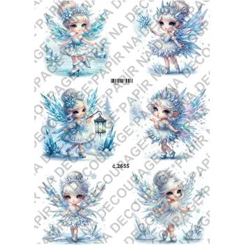 Umělecký papír Rýžový a soft papír na decoupage - Ledová víla, zimní - KB2655 Materiál: Soft, Rozměr: A4