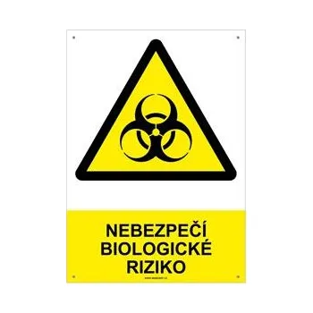 NEBEZPEČÍ BIOLOGICKÉ RIZIKO - bezpečnostní tabulka s dírkami, plast A4, 2 mm