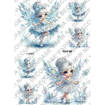 Umělecký papír Rýžový a soft papír na decoupage - Ledová víla, zimní - KB2641 Materiál: Soft, Rozměr: A4