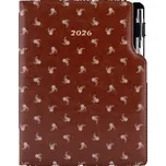 Diář DESIGN tydenní B5 2026 - hnědá - Bílý květ