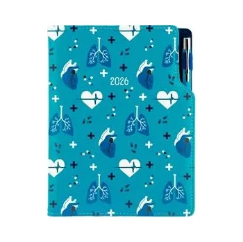 Diář Diář DESIGN týdenní B6 2026 český - tyrkysová - Doktor - srdce