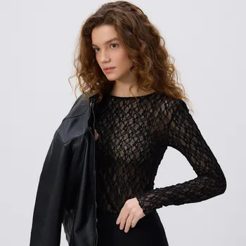 Dámské tričko Reserved - Krajková halenka - černý - 437GA-99X - 437GA-99X-S