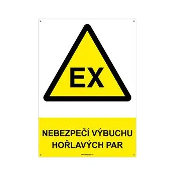 NEBEZPEČÍ VÝBUCHU HOŘLAVÝCH PAR - bezpečnostní tabulka s dírkami, plast A4, 2 mm