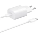 EP-TA800EWE + EP-DA705BWE Samsung 25W Cestovní nabíječka + USB-C/USB-C Datový Kabel White (OOB Bulk)