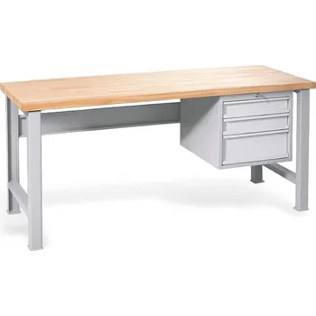 Dílenský stůl Pracovní stůl se 3 závěsnými zásuvkami a pevnými nohami, 2000 mm #08 UNIBENCH L D3