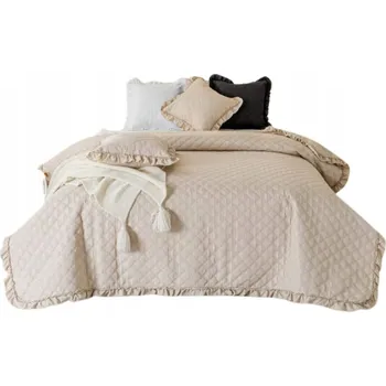 Prostěradlo Přehoz Spod Igły i Nitki z mikrovlákna 140 cm x 200 cm béžový