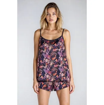 Dámské pyžamo Dámské saténové pyžamo Tibesti fialové květiny L