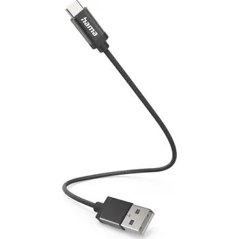 Datový kabel Hama kabel USB-C 2.0 typ A-C 0,2 m, opletený, černý