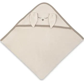 Bambusová osuška s kapucí Králíček, 100x100 cm, béžová