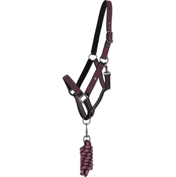 QHP Set ohlávky s vodítkem QHP, wine red MINI SHETTY