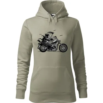 Pánská mikina Dámská mikina Smrtka na motorce Velikost (žena): XL, Vyberte barvu: Světlá khaki