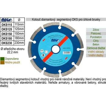 Brusný kotouč Kotouč diamantový segmentový pro úhlové brusky DKS180 0.37 Kg NÁŘADÍ Sklad2 DKS180 (0.37 Kg NÁŘADÍ Sklad2 DKS180)