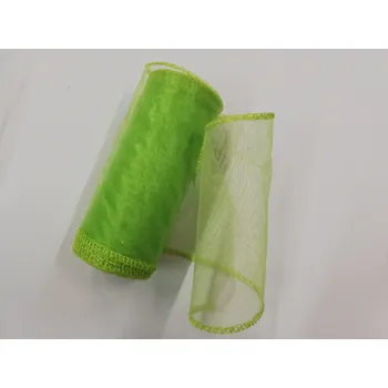 Organza šíře 12 cm obšitá - 102 - světle zelená - od 1m