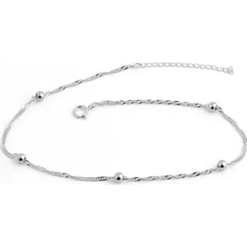 Náramek Dámský stříbrný náramek na nohu singapore s kuličkami STNA0708F