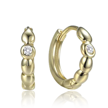 Náušnice 4274 MINET Elegantní pozlacené stříbrné náušnice kroužky s bílým zirkonem