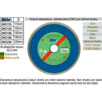 Brusný kotouč Kotouč diamantový celoobvodový pro úhlové brusky DKC150 0.233 Kg NÁŘADÍ Sklad2 DKC150 (0.233 Kg NÁŘADÍ Sklad2 DKC150)