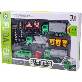 Hračka pro nejmenší Majjam Vozidla úklidové služby, zpětný chod 4ks