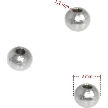 Módní doplněk Korálky 3mm z chirurgické oceli 316 - 1mm / Nerez SL / 1Ks