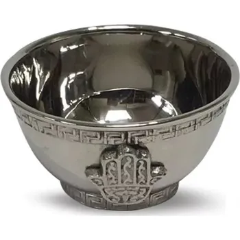 Mani Bhadra Mani Bhadra Tibetský stojánek na vonné tyčinky Ruka Fatimy kovový barva stříbro, Ø 8 cm