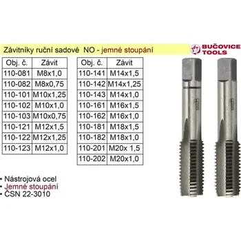 Sada nářadí Závitníky ruční sadové M18x1,0 NO jemný závit 0.2 Kg NÁŘADÍ Sklad2 110-182 (0.2 Kg NÁŘADÍ Sklad2 110-182)