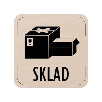 Popis místnosti - cedulka na dveře - Sklad - piktogram, dřevěná tabulka, 80 x 80 mm