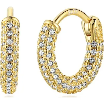 Náušnice Pozlacené stříbrné kroužkové náušnice s čirými zirkony - Meucci SYE224