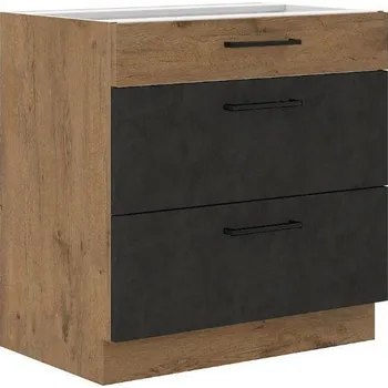 Kuchyňská skříňka Spodní skříňka se šuplíky PREMIUM BOX 80 D 3S BB VIGO matera/dub lancelot