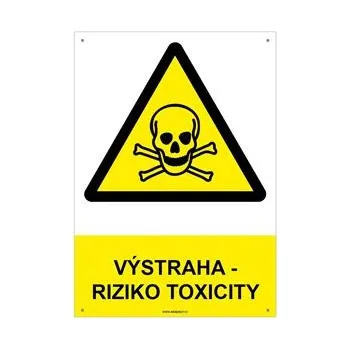 VÝSTRAHA - RIZIKO TOXICITY - bezpečnostní tabulka s dírkami, plast A4, 2 mm