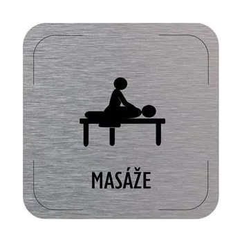 Cedulka na dveře - Masáže - piktogram, hliníková tabulka, 80 x 80 mm