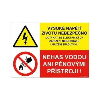 Vysoké napětí - životu nebezpečno dotýkat se el. zař. nebo drátů i na zem spadlých - nehas vodou…