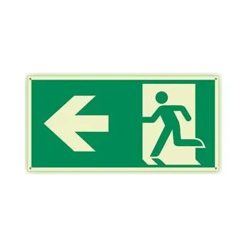 Únikový východ vlevo - fotoluminiscenční tabulka s dírkami, plast 2 mm 200x100 mm