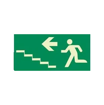 Únikové schodiště vlevo nahoru - fotoluminiscenční tabulka, samolepka 400x200 mm