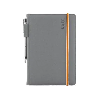 Zápisník Notes - zápisník AMOS A5 čtverečkovaný - šedá/oranžová gumička
