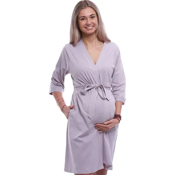 Dámský župan Lehký župan do porodnice na kojení v barvě holubí šedi 1G0667 šedá m