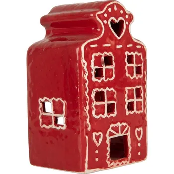 Vánoční dekorace Červená perníková chaloupka na svíčku Gingerbread Cott - 8*7*13 cm
