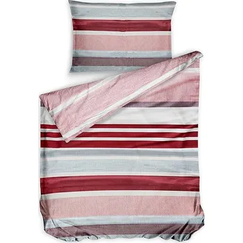 Povlečení Bierbaum Saténové povlečení Stripe Berries 140 × 200 / 70 × 90 cm