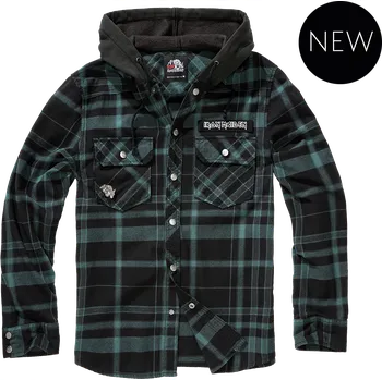 Pánská košile BRANDIT košile Iron Maiden Checkshirt Sweathood Eddy černo-zelená Velikost: 5XL