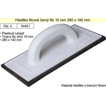 Zednické hladítko Hladítko filcové černý filc 10mm rozměr 280x140mm 0.382 Kg NÁŘADÍ Sklad2 34401 (0.382 Kg NÁŘADÍ Sklad2 34401)