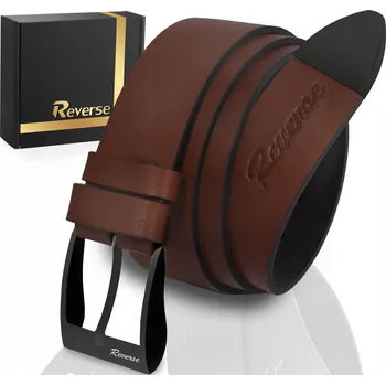 Opasek Široký kožený pánský pásek k džínám REVERSE PRAVÁ LÍCOVÁ KŮŽE 110