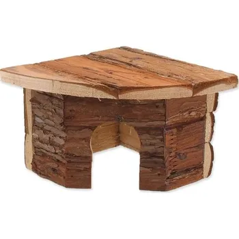 Domeček Small Animals Rohový dřevěný s kůrou 16x16x11cm