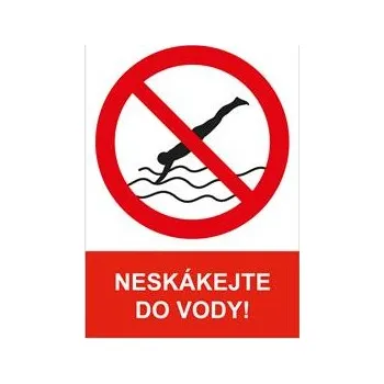NESKÁKEJTE DO VODY - bezpečnostní tabulka, samolepka A4