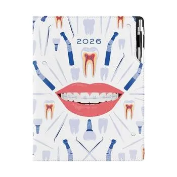 Diář Diář DESIGN denní A4 2026 český - bílá - Zubař