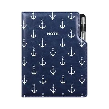 Zápisník Notes DESIGN B6 čtverečkovaný - modrá - námořník - kotvy