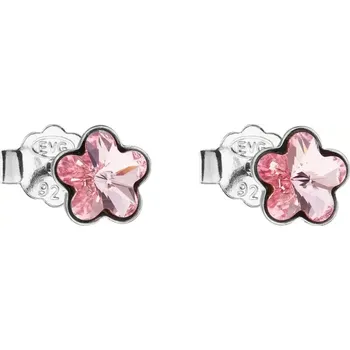 Náušnice Swarovski Elements Flower 6mm - Dětské stříbrné náušnice pecky puzety růžové kytičky, květinky 31080.3 Light Rose (růžová světlá)