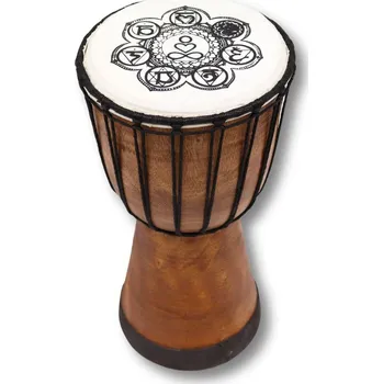 Jednotlivý buben Djembe buben - Mandala 7 čaker výška 30 cm, vhodné i pro začátečníky, ze dřeva a kůže