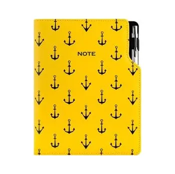 Zápisník Notes - zápisník DESIGN A5 tečkovaný - žlutá - námořník - kotvy