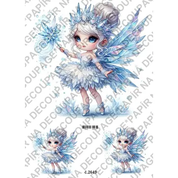 Umělecký papír Rýžový a soft papír na decoupage - Ledová víla, zimní - KB2649 Materiál: Soft, Rozměr: A4